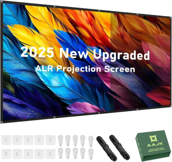 ALR Projector Screen, 4K Movie Projector Screen 16:9 HD Foldable Anti-Crease Portable Projector, Movies Screen for Home Theater Outdoor Indoor Support Double Sided Projection (120in Pro)