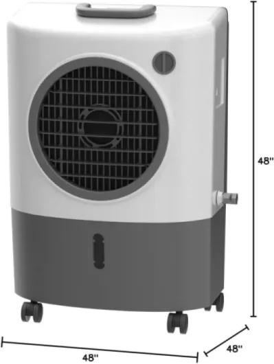 Portable Swamp Coolers - 1300 CFM MC18M Evaporative Air Cooler with 2-Speed Fan, 53.4 dB - 500 sq - ft - Coverage Evaporative Air Cooler Portable High Velocity Outdoor Cooling Fan by Hessaire - White