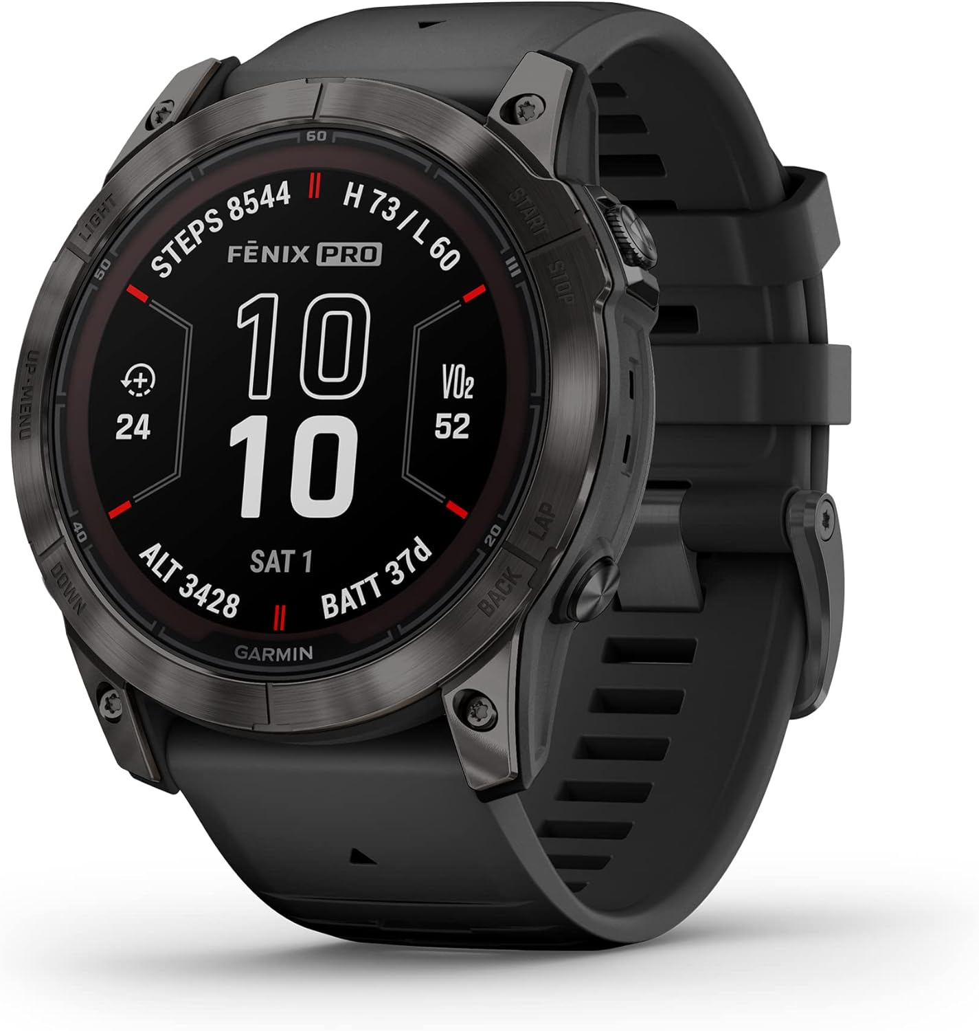Fēnix 7X Pro Sapphire Solar, Multisport GPS Smartwatch, Built-in Flashlight, Solar Charging Capability, Black 51 mm Pro Sapphire Solar Carbon Gray DLC Titanium with Blk Band