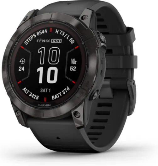 Fēnix 7X Pro Sapphire Solar, Multisport GPS Smartwatch, Built-in Flashlight, Solar Charging Capability, Black 51 mm Pro Sapphire Solar Carbon Gray DLC Titanium with Blk Band