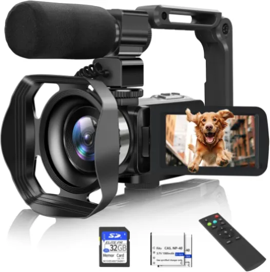 Video Camera, 8K Camcorder 48MP 15FPS UHD WiFi IR Night Vision Handheld Vlogging Camera for YouTube 3" Touch Screen 18X Digital Zoom Recorder with Mic, Stabilizer, Lens Hood, Remote and 2 Batteries