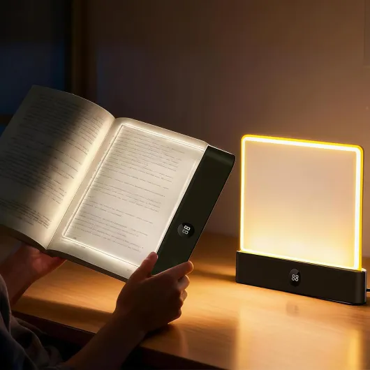 2026 Upgraded Book Light, Rechargeable Clear LED Flat Book Lights for Reading in Bed at Night with 3 Colors & Timer, Dimmable Panel Plate Book Lamp Full Page Light, Bookish Gifts for Book Lovers Black