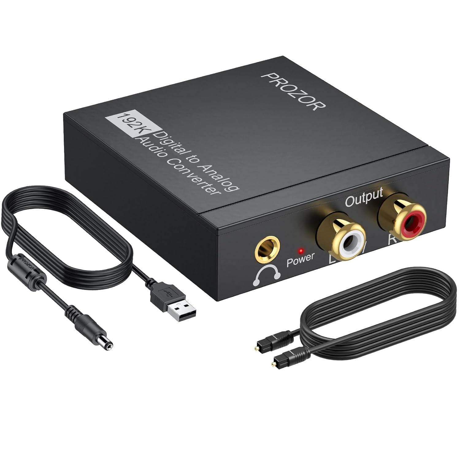 192KHz Digital to Analog Audio Converter, DAC Optical to Analog L/R RCA 3.5mm Converter, Digital SPDIF Toslink Optical to 3.5mm Jack Adapter for PS3 HD DVD PS4 Amp Apple TV Home Cinema Lightweight Shell