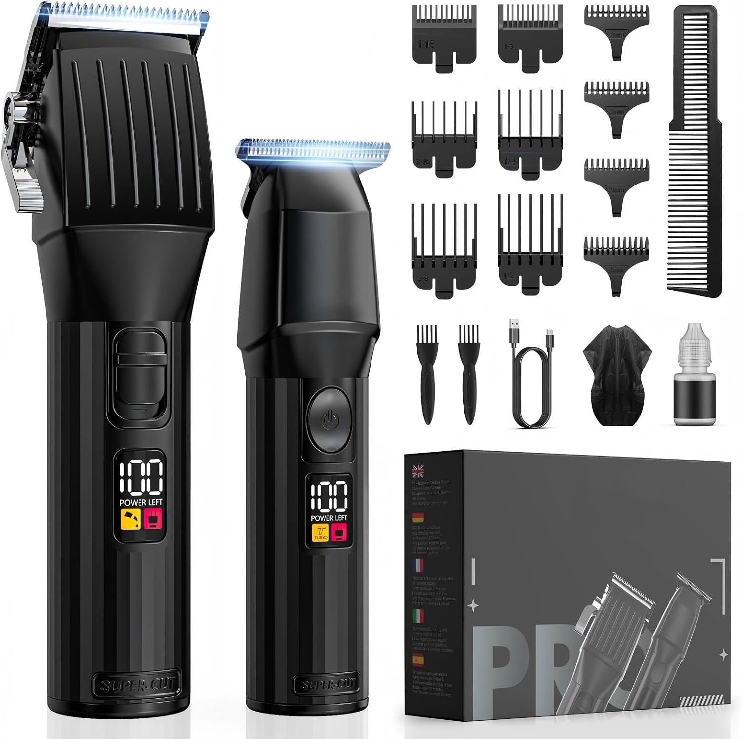 Tondeuse Cheveux Hommes，tondeuse à cheveux professionnelle et tondeuse à barbe pour homme, tondeuse à cheveux contour pour homme, kit de coupe de cheveux, kit de coupe de cheveux, cadeau