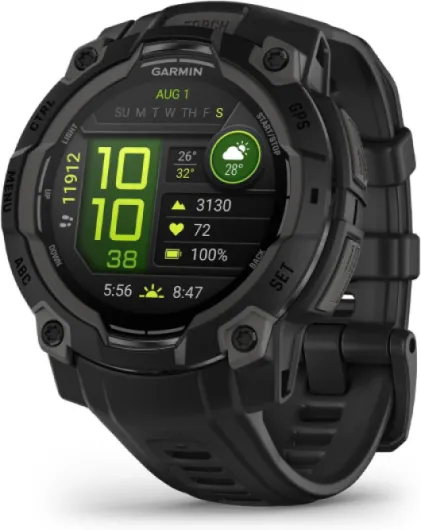 Instinct® 3 45mm, AMOLED Display, Rugged Outdoor GPS Smartwatch, Metal-Reinforced Bezel, Built-in Flashlight, Up to 18 Days of Battery Life, Black AMOLED Black 45mm AMOLED