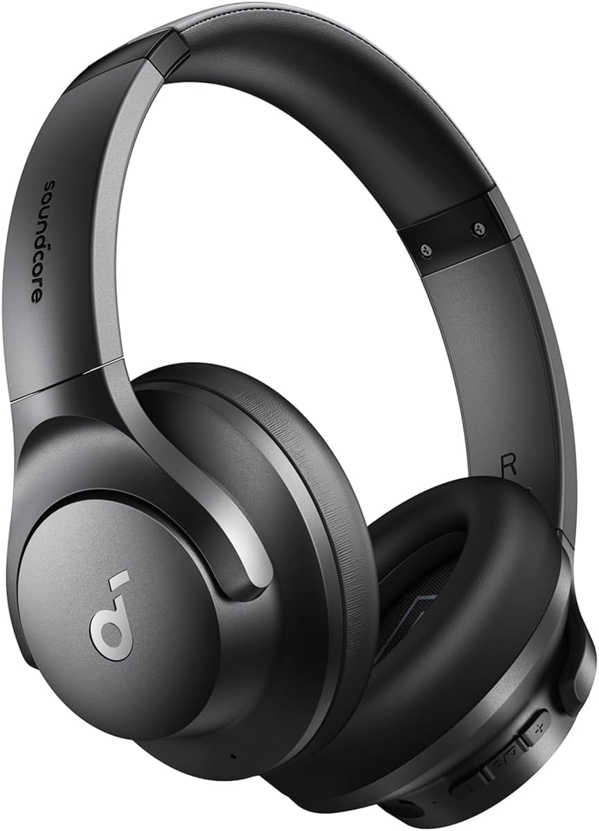By Anker Q20i Hybrid Active Noise Cancelling Headphones, Wireless Over-Ear Bluetooth, 40H Long ANC Playtime, Hi-Res Audio, Big Bass, Customize via an App, Transparency Mode Black