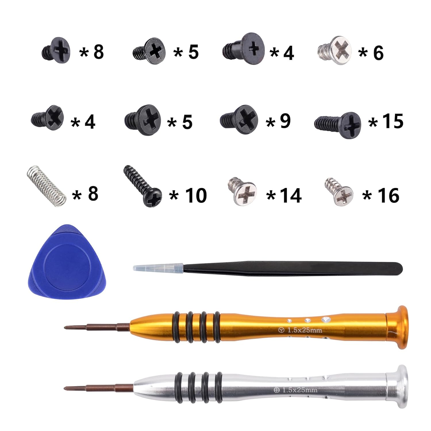 Cross Screwdriver Set Opening Tools Repair Kits for Nintendo Switch OLED Joycon and Console with Spare Screws Tweezers and Prying Tool