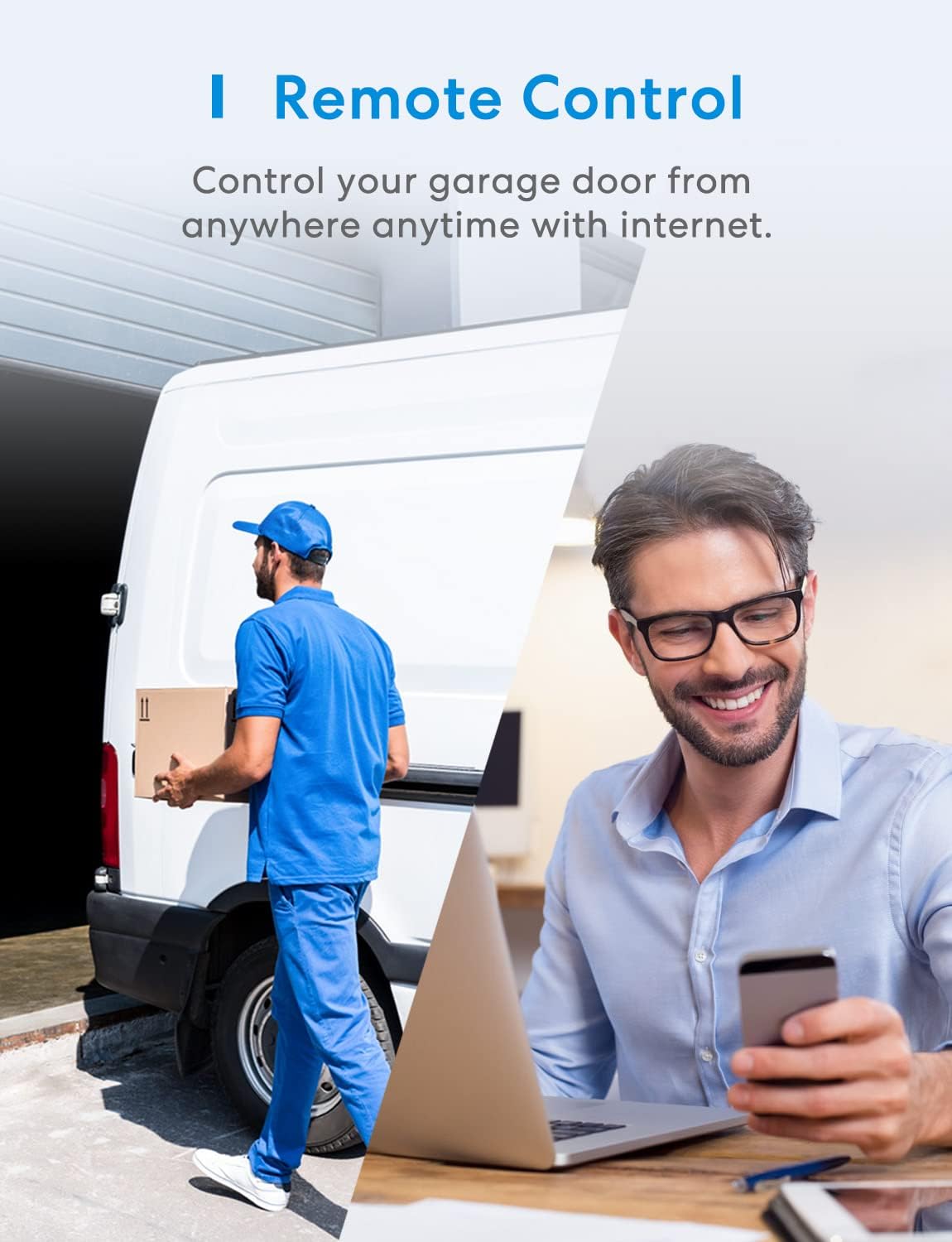 Smart Garage Door Opener Remote, Compatible with Apple HomeKit, Amazon Alexa, Google Assistant, SmartThings, Siri, CarPlay and Android, Universal WiFi Garage Controller, No Hub Required MSG100-HomeKit