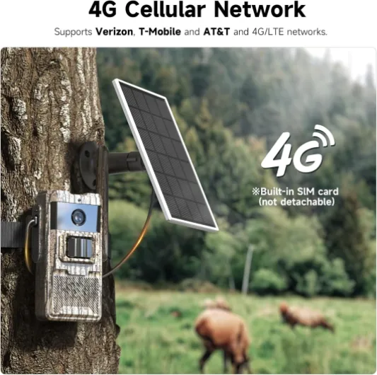 Trail Camera Unlimited Data Plan Cellular Trail Cameras 2K Live Video Game Camera Built in SIM Card Trail Cameras with Night Vision Motion Activated Waterproof IP66 Solar Cellular Trail Cam 2K Live Video Camouflage