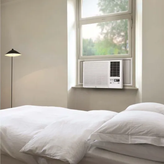 23,000 BTU 230V Window-Mounted Air Conditioner with 9,200/11,200 BTU Supplemental Heat Function Bright White 23000 BTU Electronic 230V