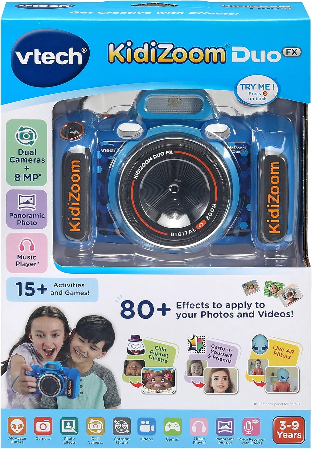 KidiZoom Duo FX, Kids Camera with Colour Screen, 8MP, Photos, Selfies & Videos, AR Filters, 20 games, 75 photo & video effects, filters & frames, for Infants aged 3, 4, 5, 6, 7 + years, Blue NEW Kidizoom Duo FX