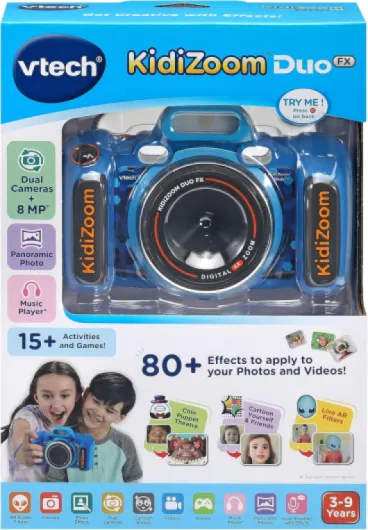 KidiZoom Duo FX, Kids Camera with Colour Screen, 8MP, Photos, Selfies & Videos, AR Filters, 20 games, 75 photo & video effects, filters & frames, for Infants aged 3, 4, 5, 6, 7 + years, Blue NEW Kidizoom Duo FX
