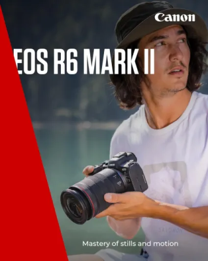 EOS R6 Mark II Full Frame Mirrorless Camera Body Only - 24.2-megapixels, up to 40fps continuous shooting, 4K 60p, up to 8-stops IS and Dual Pixel CMOS Auto Focus II Black R6 Mark II Body Only