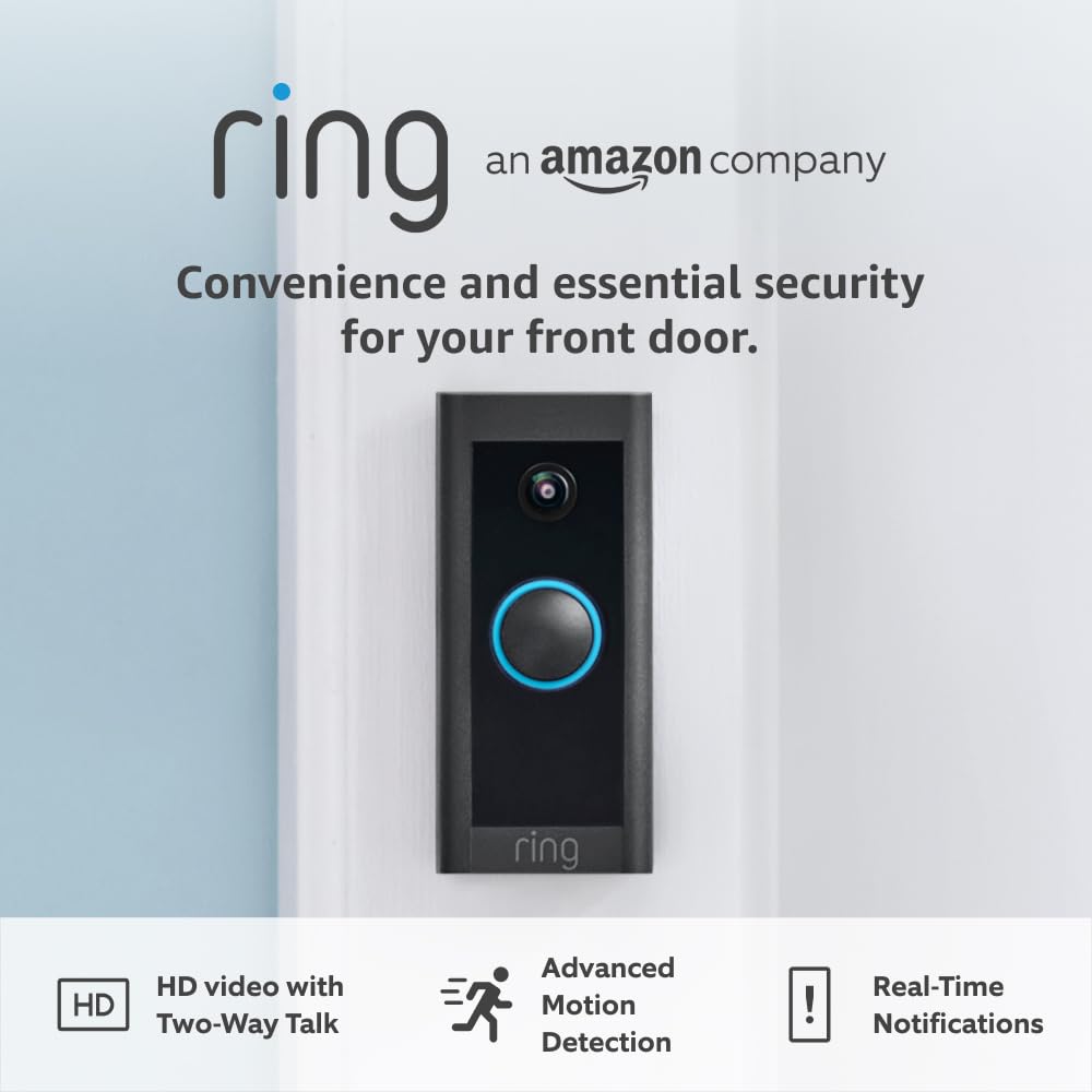 Video Doorbell Wired - Doorbell Security Camera with 1080p HD Video, Advanced Motion Detection, hardwired (existing doorbell wiring required) - 30-day free trial of Ring Subscription Plan Hardwired Doorbell only