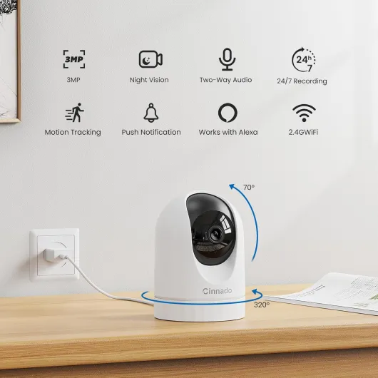 WiFi Security Camera Indoor - 2K Pet Dog Cameras House Security with APP for Baby Monitor Home CCTV Wireless 360°, Motion Tracking, Smart Siren, IR Night Vision, D1 3MP-1P