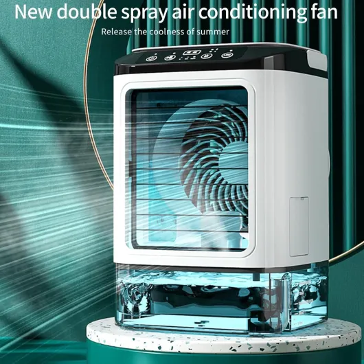 Air Cooler, Mini Portable Air Conditioner Fan,Noiseless Evaporative Air Humidifier,Air Con Unit,3 in1 Desk Air Cooler 3 Wind Speeds,Cooling Mist,7 LED Lights Desk Cooler for Home Travel Office