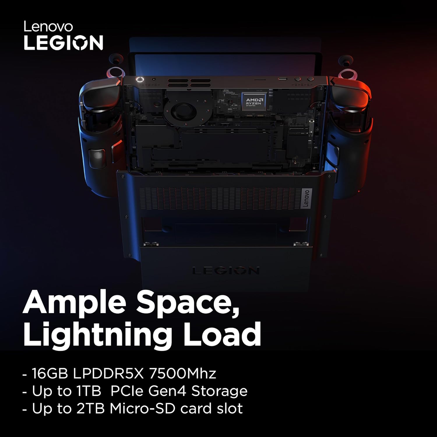 Legion Go Handheld Gaming Console - 8.8 inch 2K Display - Detachable Controllers - AMD Ryzen Z1 Extreme - 16GB RAM - 512GB SSD - Windows 11 Home - 3 Months Xbox Games Pass