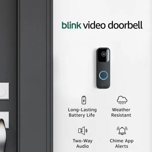 Video Doorbell - Two-way audio, HD video, long-lasting battery life, motion detection, chime app alerts, Works with Alexa (Black) Black Add-on Doorbell