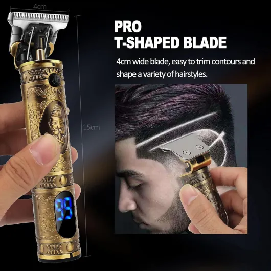 YiLFo Hair Clippers Men Professional Beard Trimmer, Cordless Electric Self Hair Clippers with LCD Screen, Precision Outlining Trimmer-Smooth Clipping, Sharp Shaver-Rechargeable Battery, Gifts for Men Gold