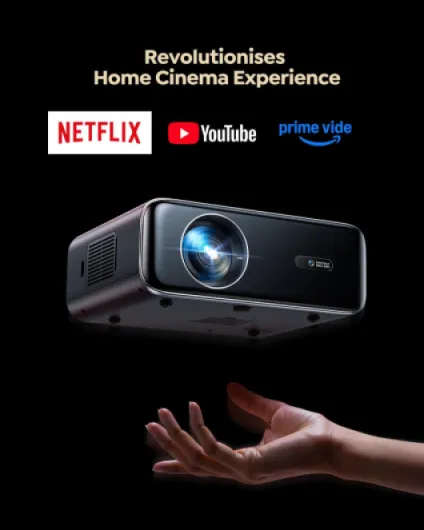 【Netflix Officially/Dolby Audio】Smart 4K Projector,1200ANSI FHD 1080P Portable Projector,HDR10 Short Throw Auto Focus/Keystone WiFi6 Bluetooth 50% Zoom Home Cinema Projectors for Bedroom,Outdoor,Gifts Black