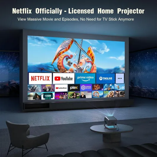 【Netflix Officially & Dolby Audio】Smart 4K Projector, Auto Focus & Keystone, VOPLLS 700 ANSI Full HD 1080P WiFi 6 Bluetooth Portable Projector, 60Hz Home Cinema Projectors for iOS/Android/Outdoor 700ANSI Smart Projector
