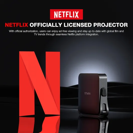 【Officially-Licensed APP & Thinnest Design】Mini Projector 4K with Auto Focus & Keystone, VOPLLS 600ANSI WiFi Bluetooth 1080P FHD Portable Projector, Smart Moive Projectors for Bedroom/Outdoor/Phone A-Smart Netflix Projector/600 ANSI