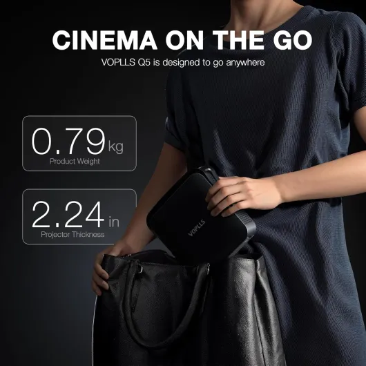【Officially-Licensed APP & Thinnest Design】Mini Projector 4K with Auto Focus & Keystone, VOPLLS 600ANSI WiFi Bluetooth 1080P FHD Portable Projector, Smart Moive Projectors for Bedroom/Outdoor/Phone A-Smart Netflix Projector/600 ANSI
