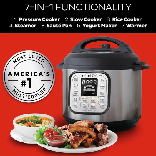 DUO MINI 3L Electric Pressure Cooker - 7-in-1: Pressure Cooker, Slow Cooker, Rice Cooker, Sauté Pan, Yoghurt Maker, Steamer and Food Warmer, Black,silver