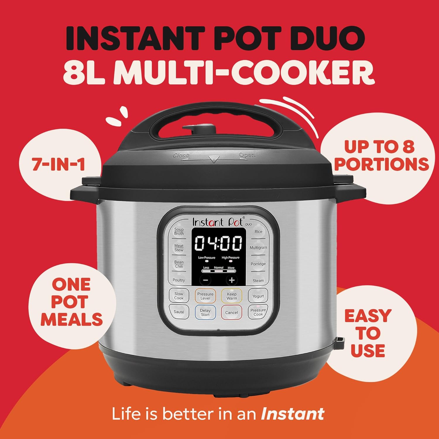 80 Duo 8L / 8Q Electric Multi Function Cooker, Stainless Steel, 1200 W, 8 litres
