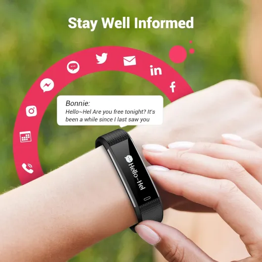 Fitness Tracker with Sleep Monitor, Activity Tracker with Step and Calories Counter, IP67 Waterproof Fitness Watch with Pedometer, Stopwatch for Women Men Black