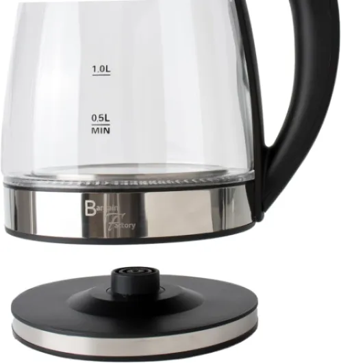 Electric Kettle Glass 2L – 1800W Fast Boil, BPA-Free, Quiet Boil, Blue LED, No Plastic, Boil-Dry Protection, Black Electric Glass Kettle