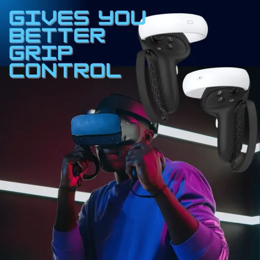 Controller Grip for Oculus Quest 2 Accessories Grips Cover for VR Touch Controllers Covers Protector with Non-Slip Thumb Grips 1Pair Black