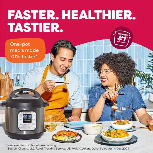 Duo 7-in-1 Electric Pressure Cooker, Slow Cooker, Rice, Steamer, Sauté, Yogurt Maker, Warmer & Sterilizer, Includes App With Over 800 Recipes, Stainless Steel, 6 Quart 6 Quarts