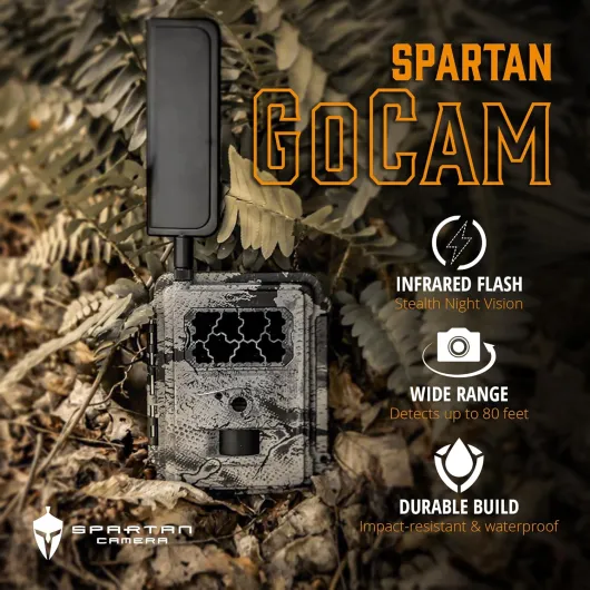GoCam 4G/LTE Trail Camera,FHD Photo, 1080p Video, Long Battery Life, Fully Remote Control via App, No-Glow Blackout Flash, Hunting, Security, Surveillance Spartan Areus AT&T