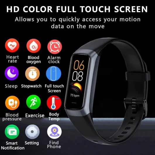 Fitness Tracker with Heart Rate/Blood Oxygen/Sleep Monitor, 20+ Sports Modes Smart Watches for Women/Men, Activity & Step Tracker Smart Watch for Android/iOS Phones Dark Black