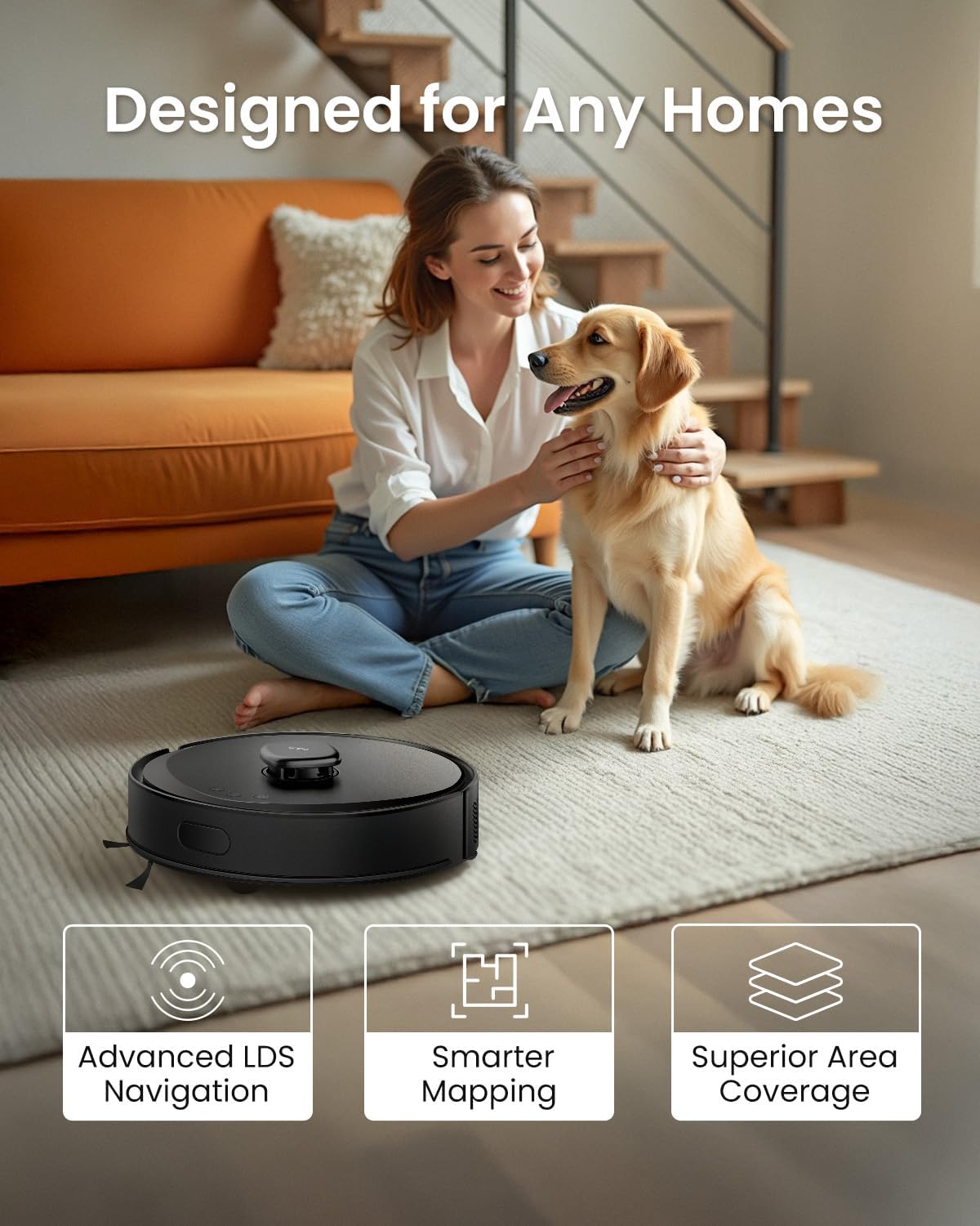 RV30 Max Plus 5300Pa Robot Vacuum Cleaner with Mop, LiDAR+IMU Dual Navigation, 5300Pa Hyper Suction, Auto-Empty, Robot Hoover, Auto-Charging Robotic Vacuums, Alexa & Google