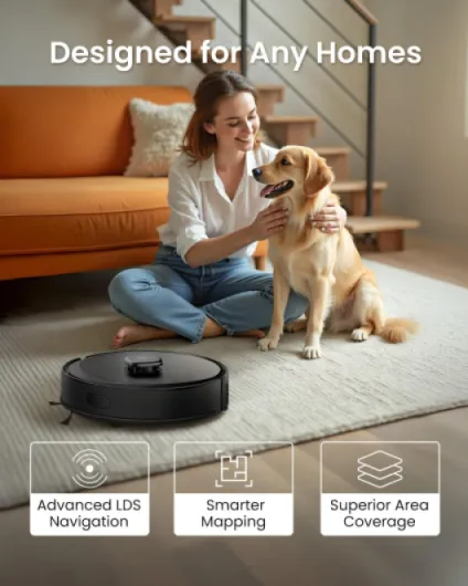 RV30 Max Plus 5300Pa Robot Vacuum Cleaner with Mop, LiDAR+IMU Dual Navigation, 5300Pa Hyper Suction, Auto-Empty, Robot Hoover, Auto-Charging Robotic Vacuums, Alexa & Google