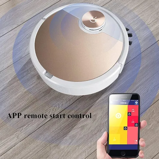 SETSCZY 2200pa Automatic Suction Robot Vacuum Cleaner Super Quiet App Control for Floors/Tiles/Pet Hair/Household Cleaning,Gold