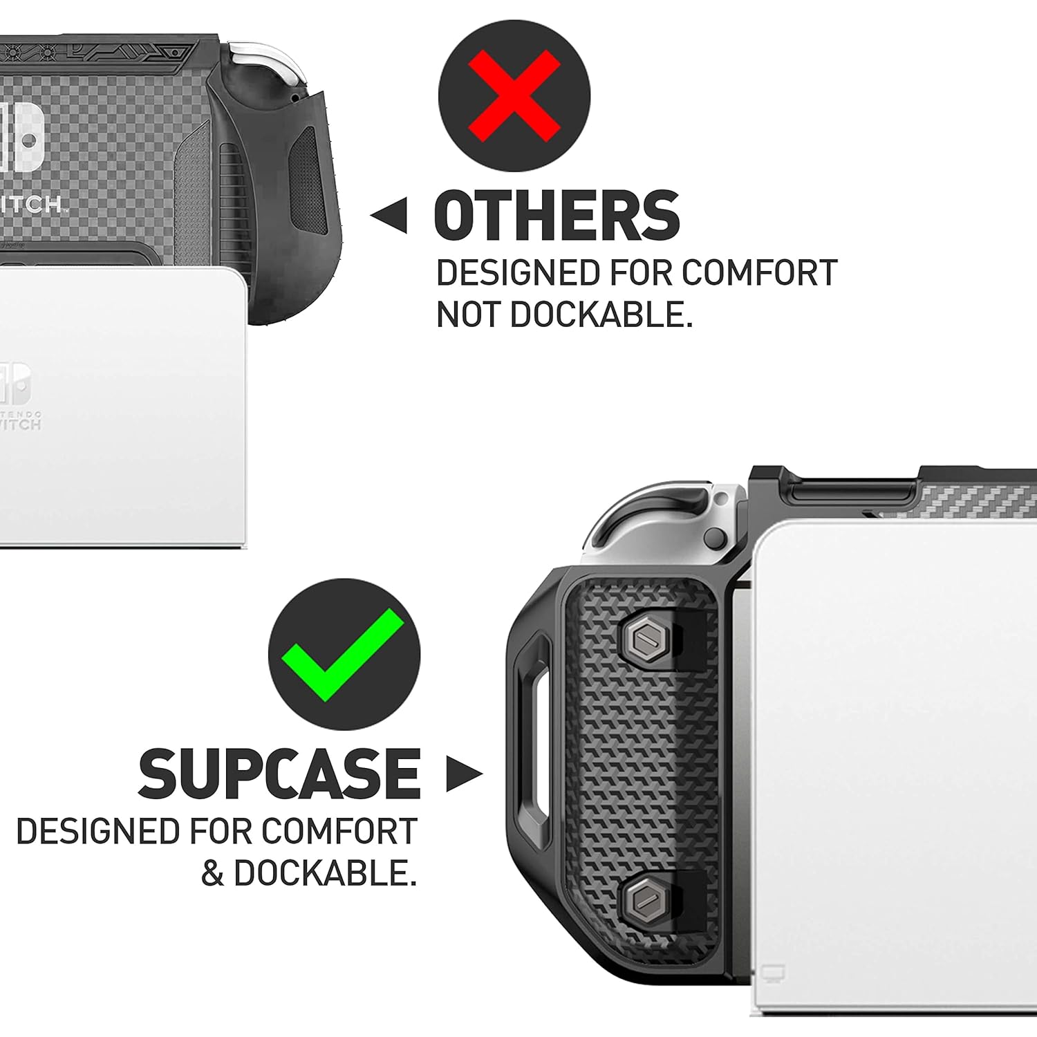 For Nintendo Switch OLED Case 2021 (Unicorn Beetle Pro), [Military-Grade Protection] [Ergonomic Design] Dockable Integrated Cover Accessories for Nintendo Switch OLED, FrostBlack