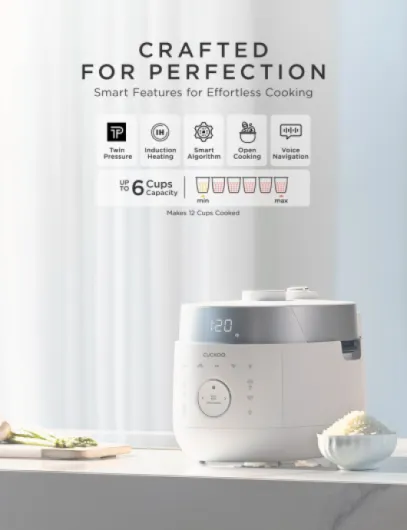 Twin Pressure Rice Cooker 6-Cup Uncooked / 12-Cup Cooked with Induction Heating Technology, 20 Menu Modes with Voice Guide, Versatile Rice Maker Multi-Cooker & Pressure Cooker (CRP-LHTR0609FW) 6 Cup