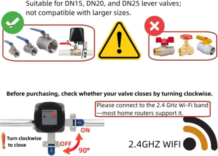Motorized Smart Valve Actuator (Valve Sold Separately) WiFi & Bluetooth Electric Water Shutoff Controller Robot Automatically, Tuya Smart & Smart Life App Control, Work with Alexa, No Hub Required