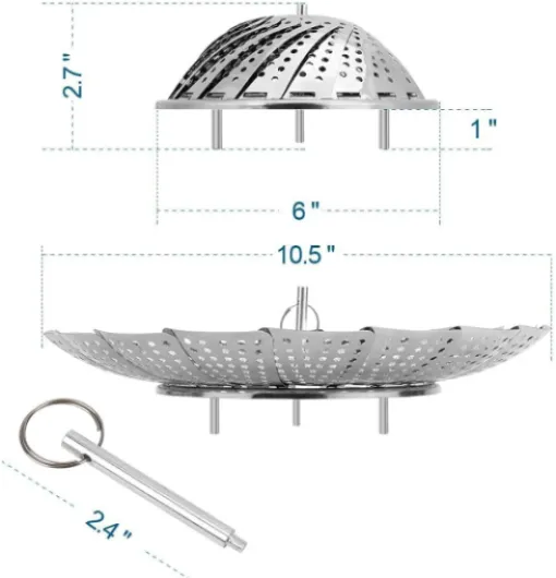 Vegetable Steamer Basket, Premium Stainless Steel Veggie Steamer Basket for cooking - Folding Expandable Steamers to Fits Various Size Pot (Large(6" to 10.5") Large ( 6" to 10.5")
