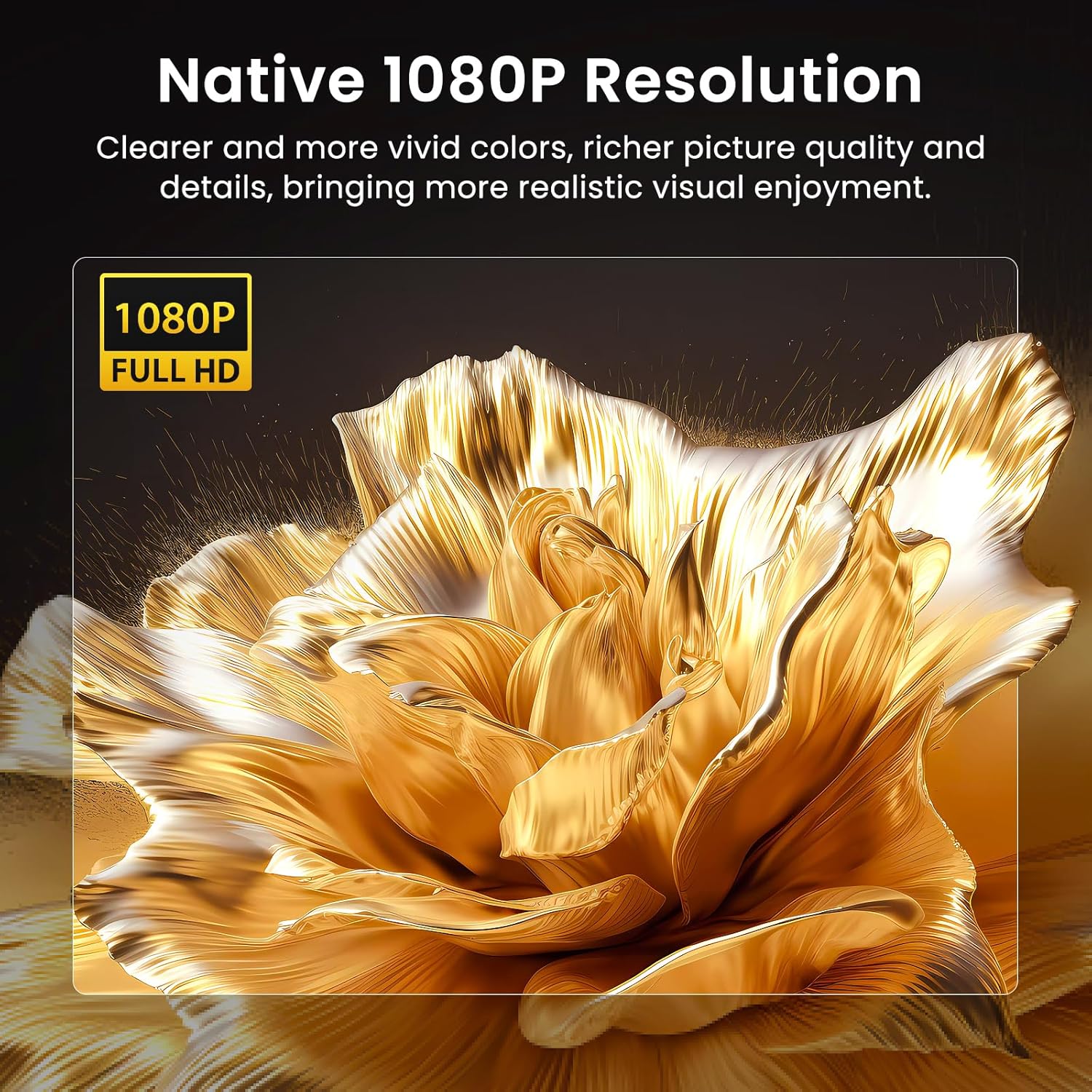 Native 1080P Bluetooth Mini Projector, Full HD Portable Outdoor Movie Projector with Built-in Speaker, Compatible with Smartphone, HDMI, USB, AV, Fire Stick, PS5 for Home, Bedroom, Outdoor Use