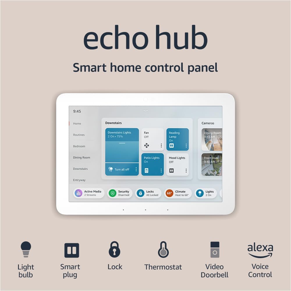 Amazon Echo Hub, 8” smart home control panel with Alexa+ Early Access, Compatible with thousands of devices Device only