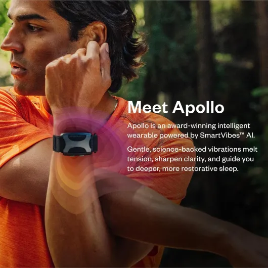 Bundle of Apollo Neuro Wearable (Stealth) & 12-Month SmartVibes AI Membership + Sleep Band (Black)