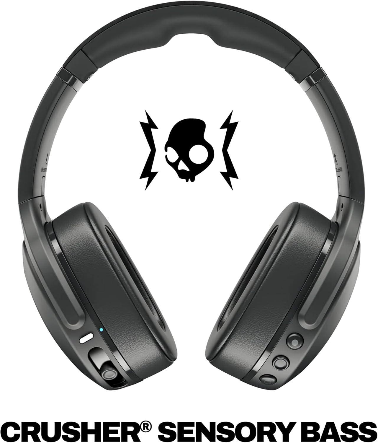 Crusher Evo Wireless Bluetooth Headphones with Multi-Sensory Bass, Noise Isolating Over-Ear Fit, Up to 40 Hours Battery, Microphone for iPhone Android - True Black