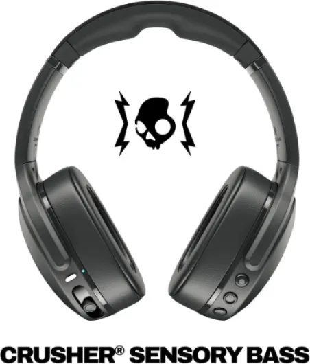 Crusher Evo Wireless Bluetooth Headphones with Multi-Sensory Bass, Noise Isolating Over-Ear Fit, Up to 40 Hours Battery, Microphone for iPhone Android - True Black