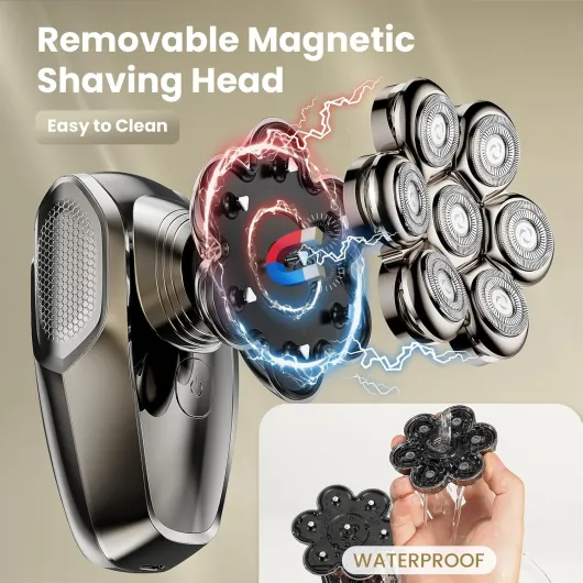 7D Head Shavers for Bald Men, Detachable Head Shaver LED Display Dry Wet Bald Razor, IPX7 Waterproof Electric Razor with Type-C Charge Gold-d