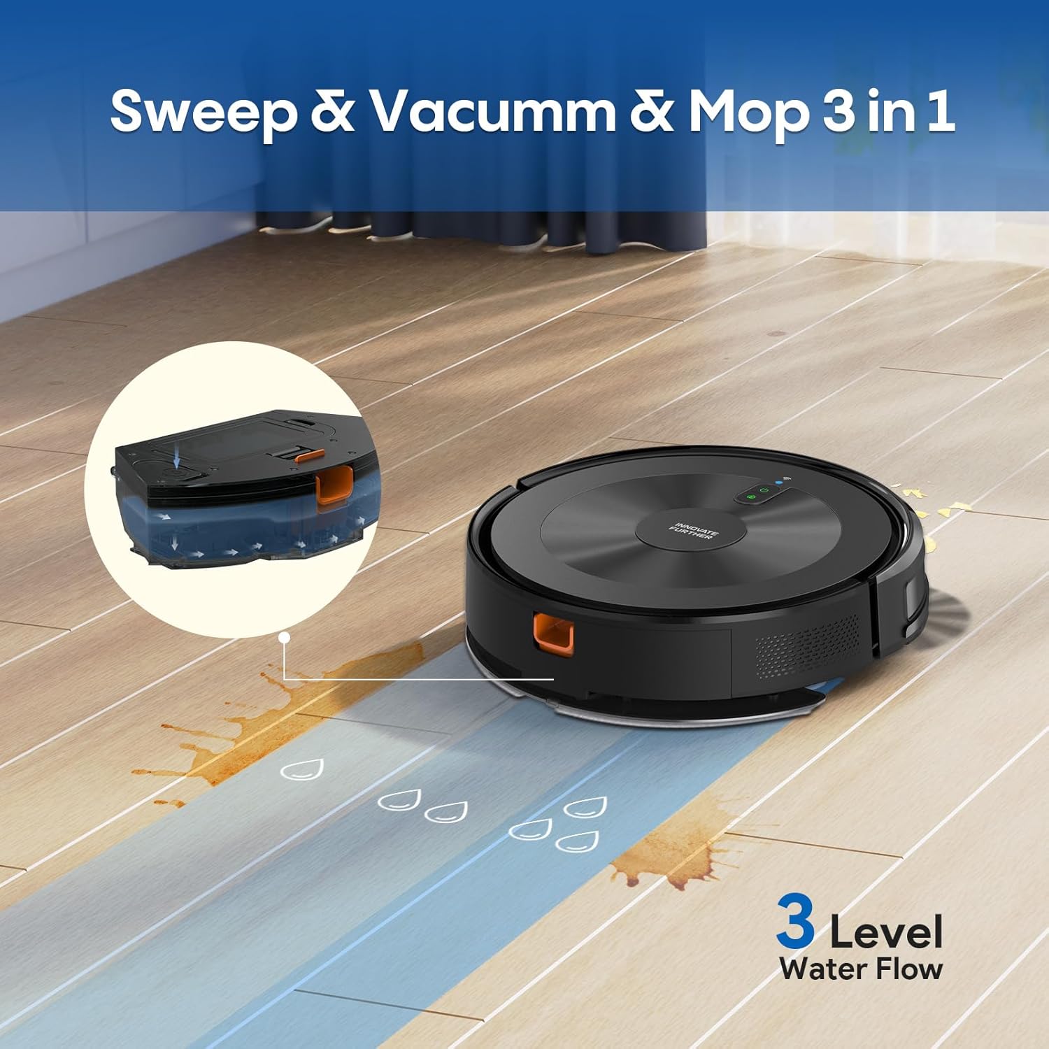3in1 Robot Vacuum, 4000Pa Strong Suction Robot Vacuum Cleaner with Mop 7.8cm Ultra-Slim & Schedule & Wifi/APP/Alexa Control, Self-Charging Clean Robot Vacuum and Mop for Floor Carpet (Deep Black)