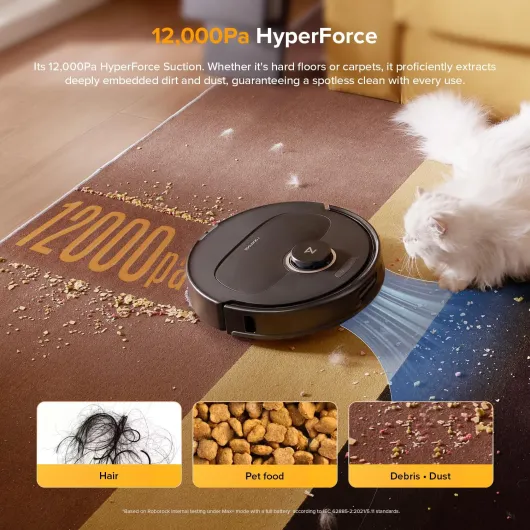 Qrevo S5V Robot Vacuum Cleaner with Mop, FlexiArm Edge Mopping, 12,000Pa Suction, Dual Zero-Tangle System, Smart Obstacle Avoidance, 10mm Mop Lifting, All-in-One Dock, Black